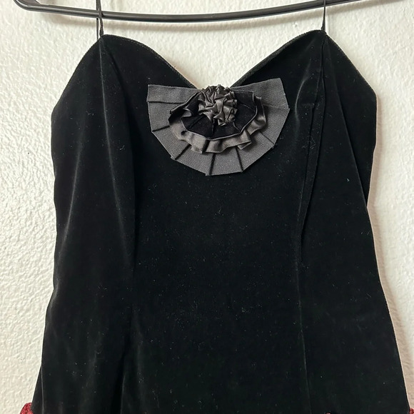 Black And Red Spaghetti Strap Formal Cocktail Small Dress Vintage - Picture 3 of 11